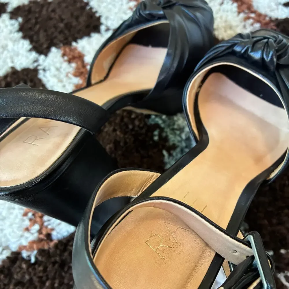 RAYE Brooklyn Platform Block-heel Sandals Black Leather Heels Size 6